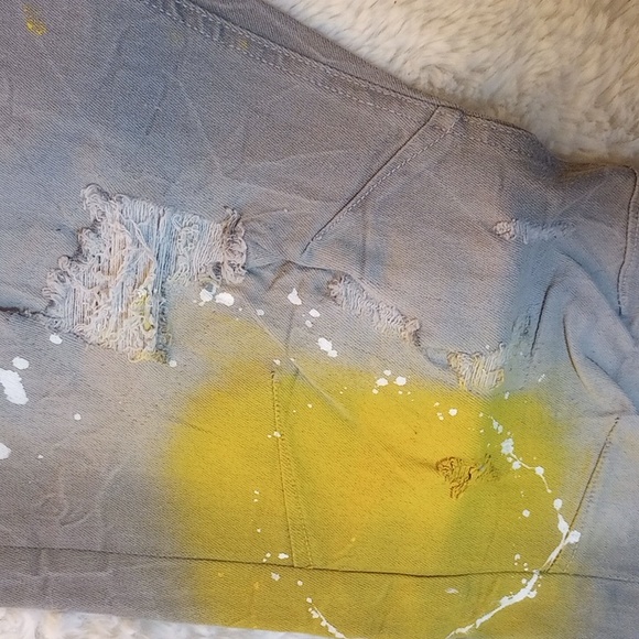 Regal Exchange paint splatter design print men's stretch jeans - Picture 3 of 7
